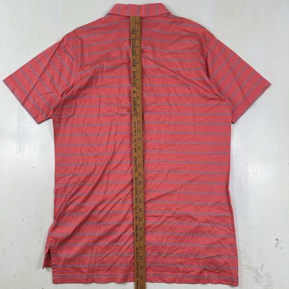 VTG Peter Millar‎ Polo Shirt Mens Medium Cotton Short Sleeve Red Blue Stripes - Picture 7 of 9
